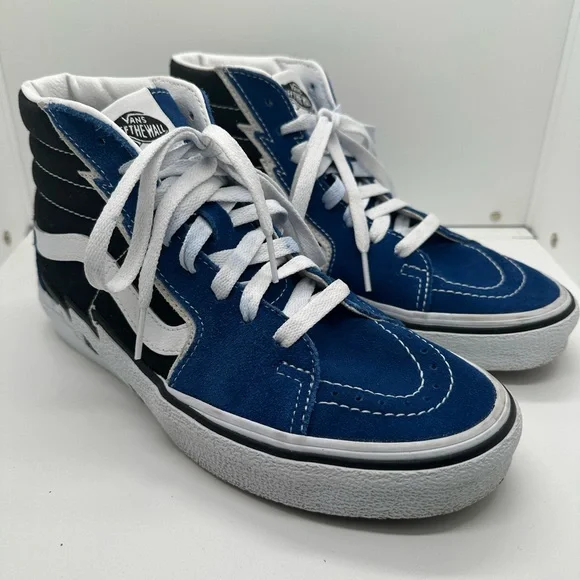 VANS Sk8-Hi Bolt True Blue & Black Suede Canvas High Top Sneakers Men’s Size 5.5 - Picture 1 of 11